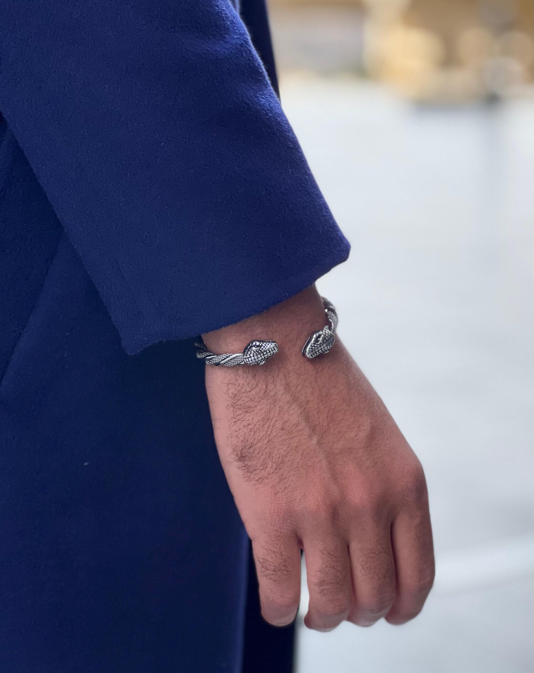 double-snake-stainless-steel-bracelet-men-egypt double wolf black stainless steel bracelet for men Egypt