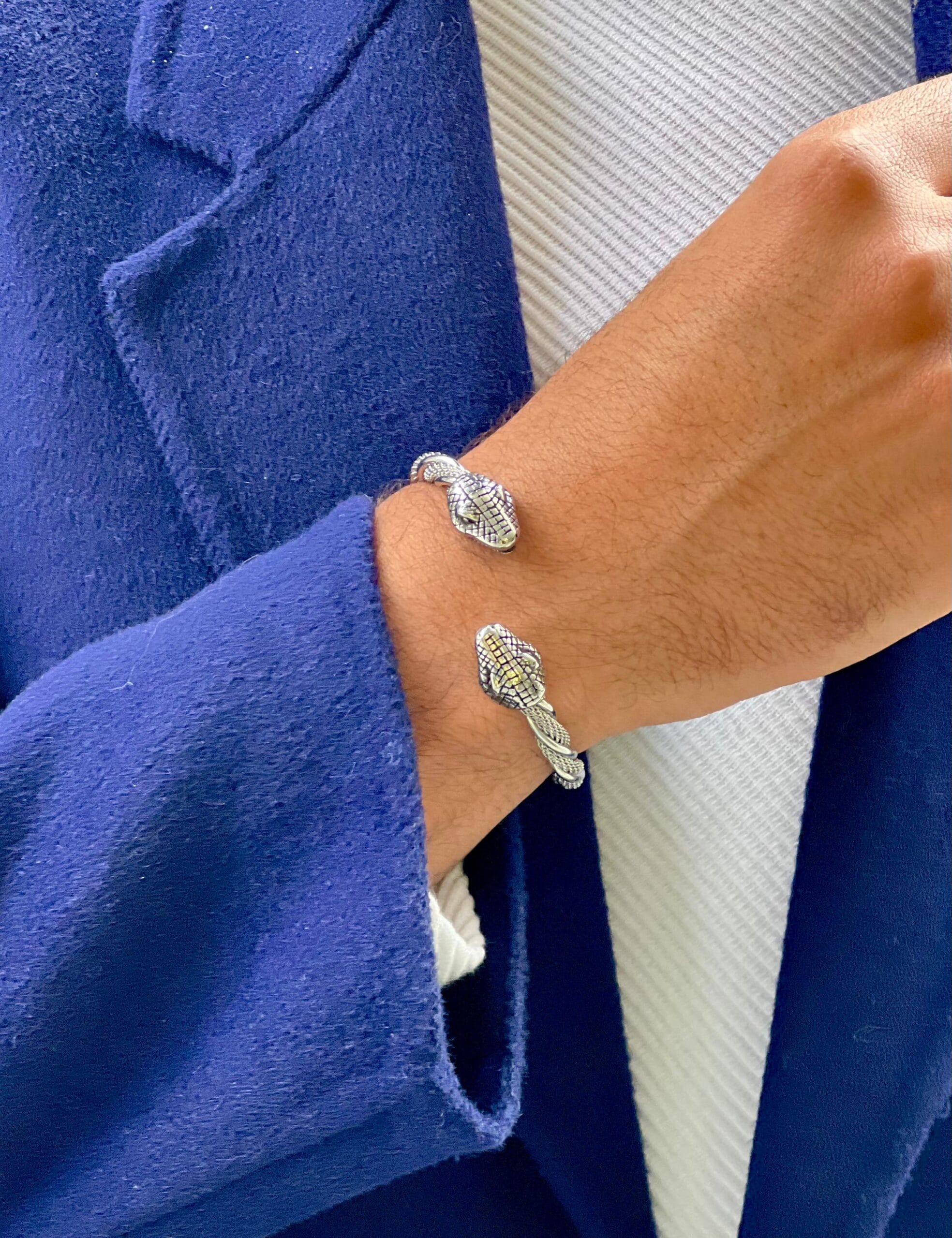 double-snake-stainless-steel-bracelet-men-egypt double wolf black stainless steel bracelet for men Egypt