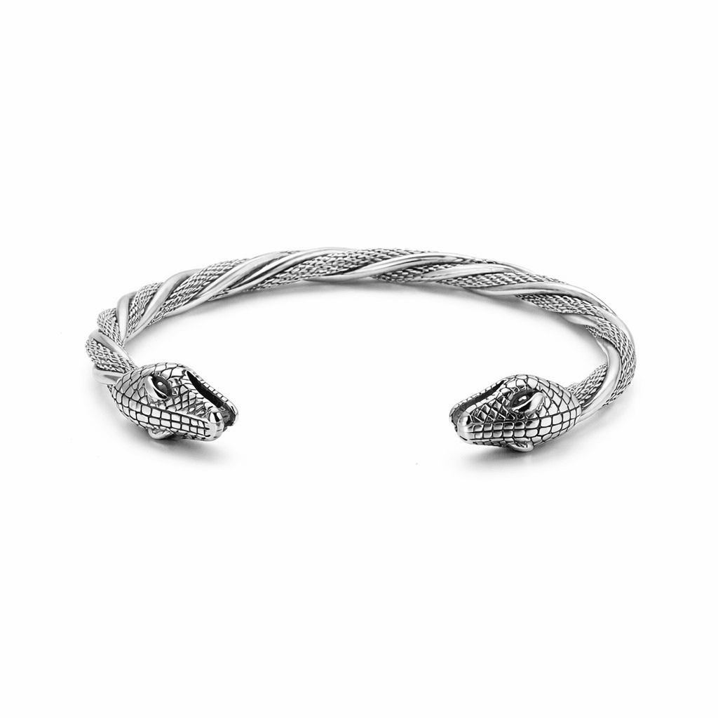 double-snake-stainless-steel-bracelet-men-egypt double wolf black stainless steel bracelet for men Egypt