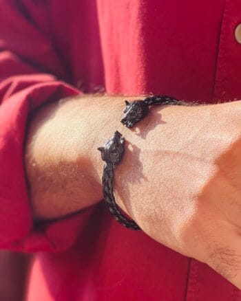 double wolf black stainless steel bracelet for men Egypt