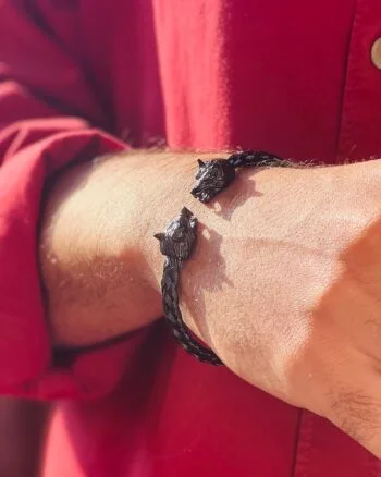 double wolf black stainless steel bracelet for men Egypt