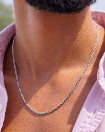 Double Silver Stainless Steel Men's Necklace