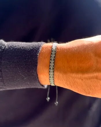 Black White Fabric Men's Bracelet