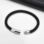 Black Leather Men’s Bracelet