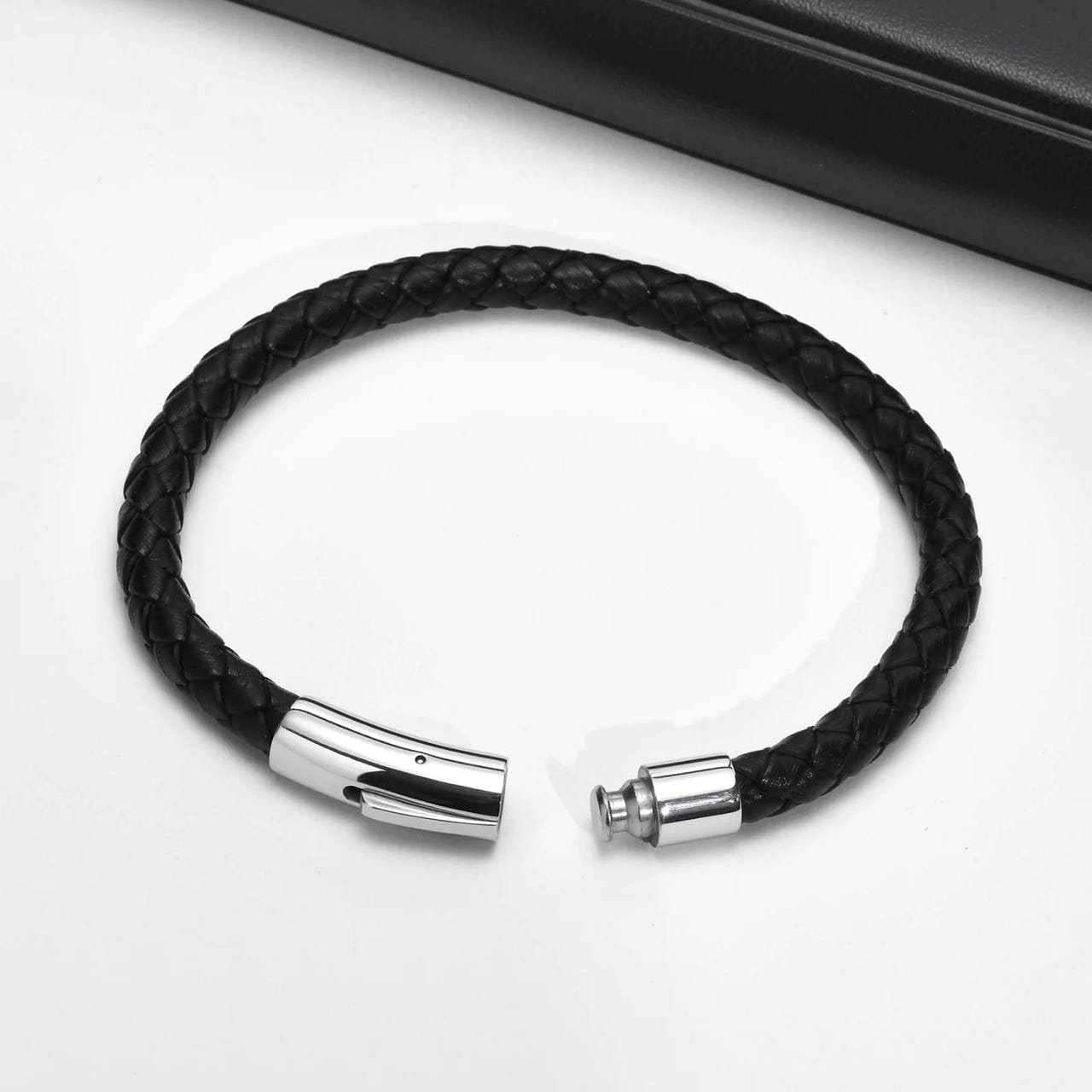 Black Leather Men's Bracelet