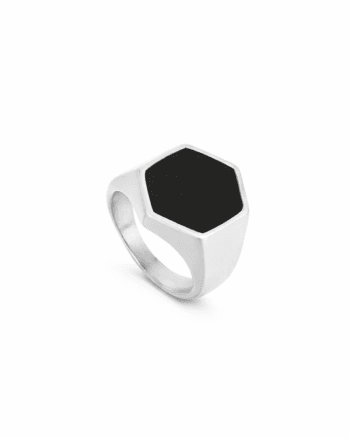 High-quality hexagon stainless steel silver men ring designed for modern style and everyday wear in Egypt by ALLE.