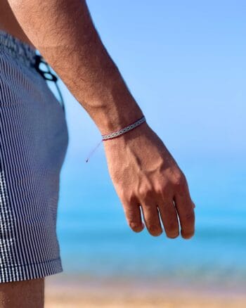 Purple blue woven fabric bracelet for men with adjustable knot closure, designed for everyday casual wear in Egypt.