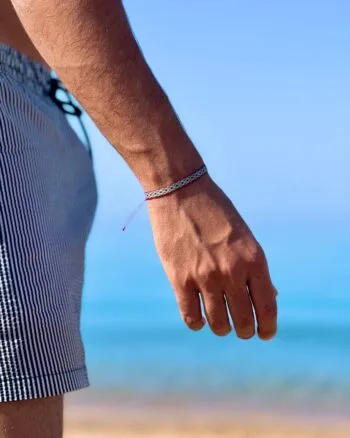 Purple blue woven fabric bracelet for men with adjustable knot closure, designed for everyday casual wear in Egypt.