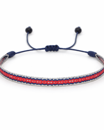 Red blue woven fabric bracelet for men with adjustable knot closure, designed for everyday casual wear in Egypt