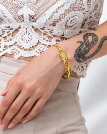 gold double leaf bracelet for women elegant jewelry Egypt