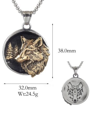 gold wolf pendant necklace for men Egypt stainless steel