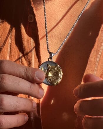 gold wolf pendant necklace for men Egypt stainless steel