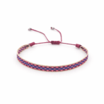 Pink blue adjustable fabric bracelet for men