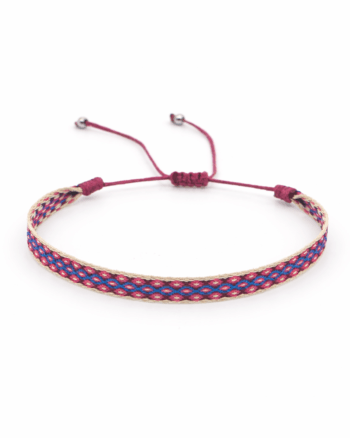 Pink blue adjustable fabric bracelet for men