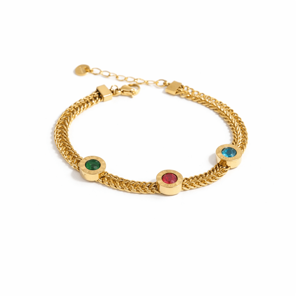 Gold bracelet with colorful gems Gold Cubic Zirconia Bracelet for Women