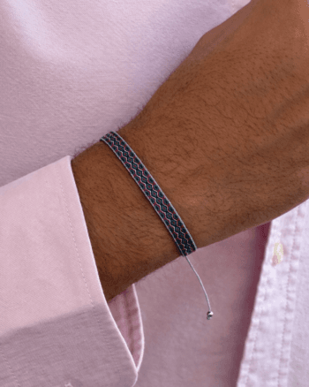 Grey_red_Fabric Men's Bracelet