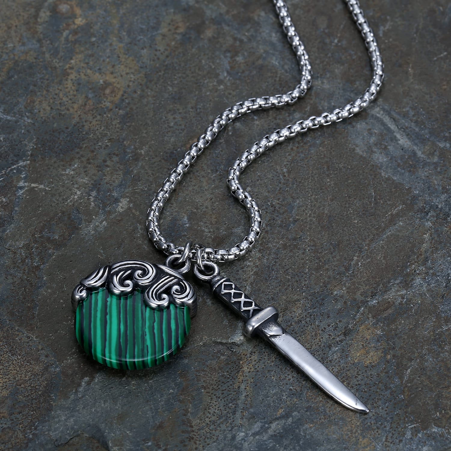 dagger-malachite-necklace-men-egypt dagger malachite stone necklace for men Egypt