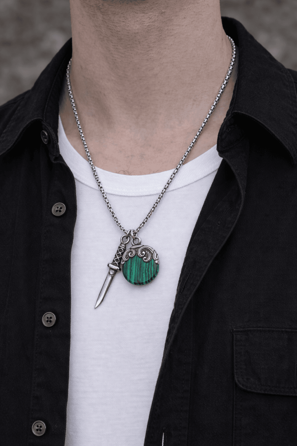 dagger-malachite-necklace-men-egypt dagger malachite stone necklace for men Egypt