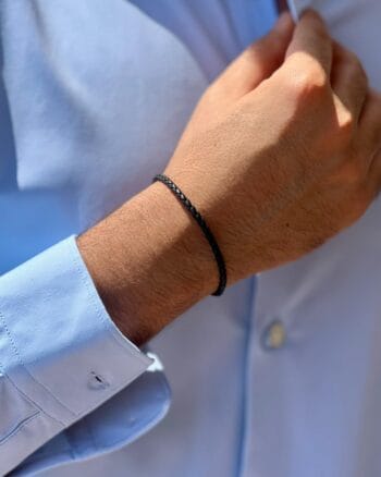 black genuine leather bracelet for men with stainless steel clasp Egypt