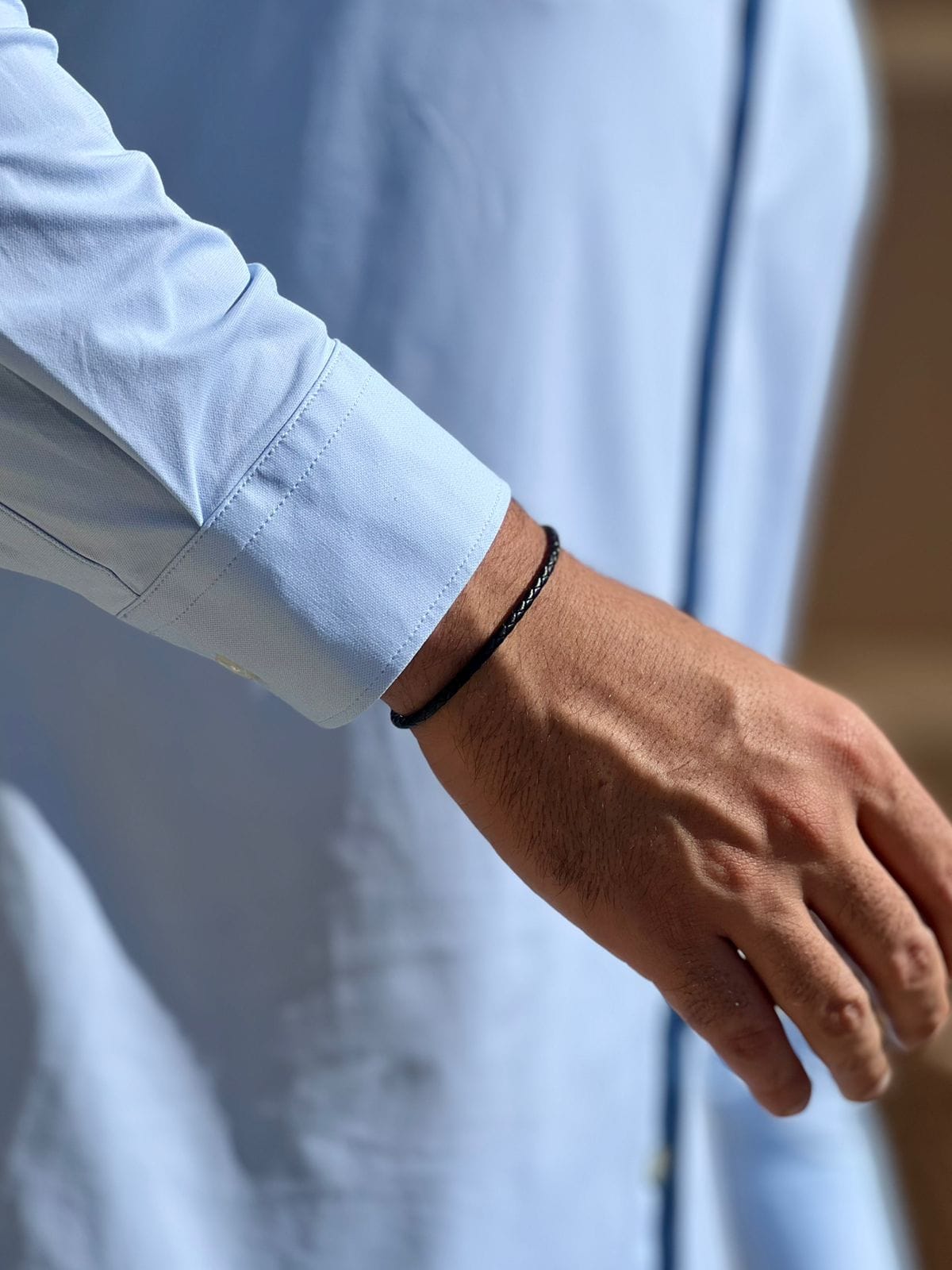 black-genuine--leather-bracelet-men-egypt black genuine leather bracelet for men with stainless steel clasp Egypt