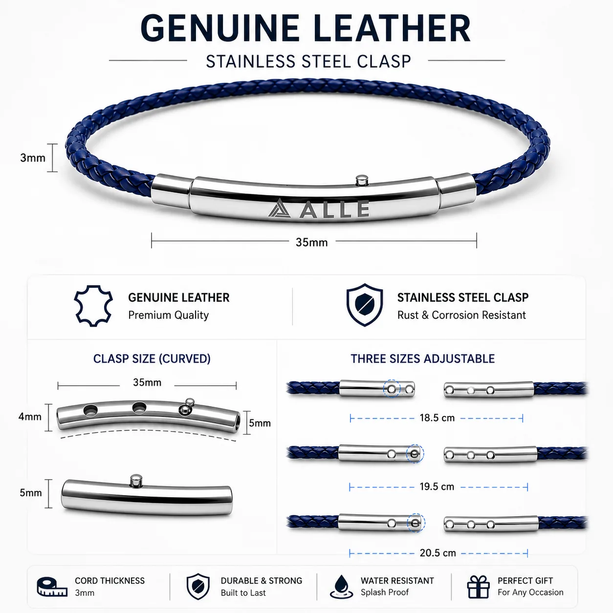 blue--genuine--leather-bracelet-men--egypt blue genuine leather bracelet for men with stainless steel clasp Egypt