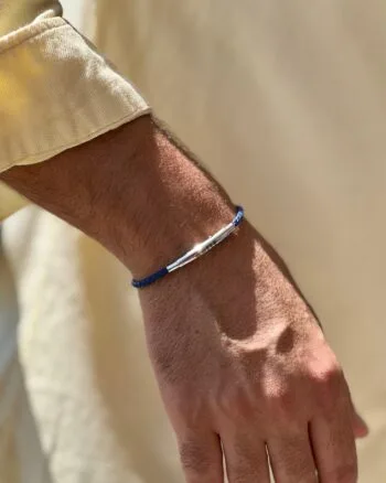 blue genuine leather bracelet for men with stainless steel clasp Egypt