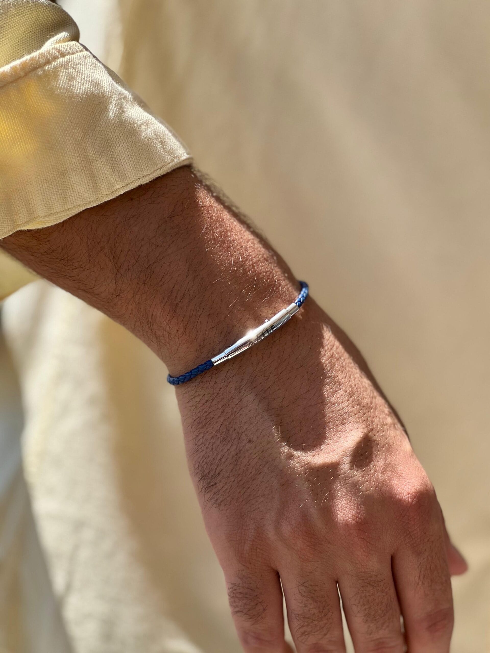 blue-genuine-leather-bracelet-men--egypt blue genuine leather bracelet for men with stainless steel clasp Egypt