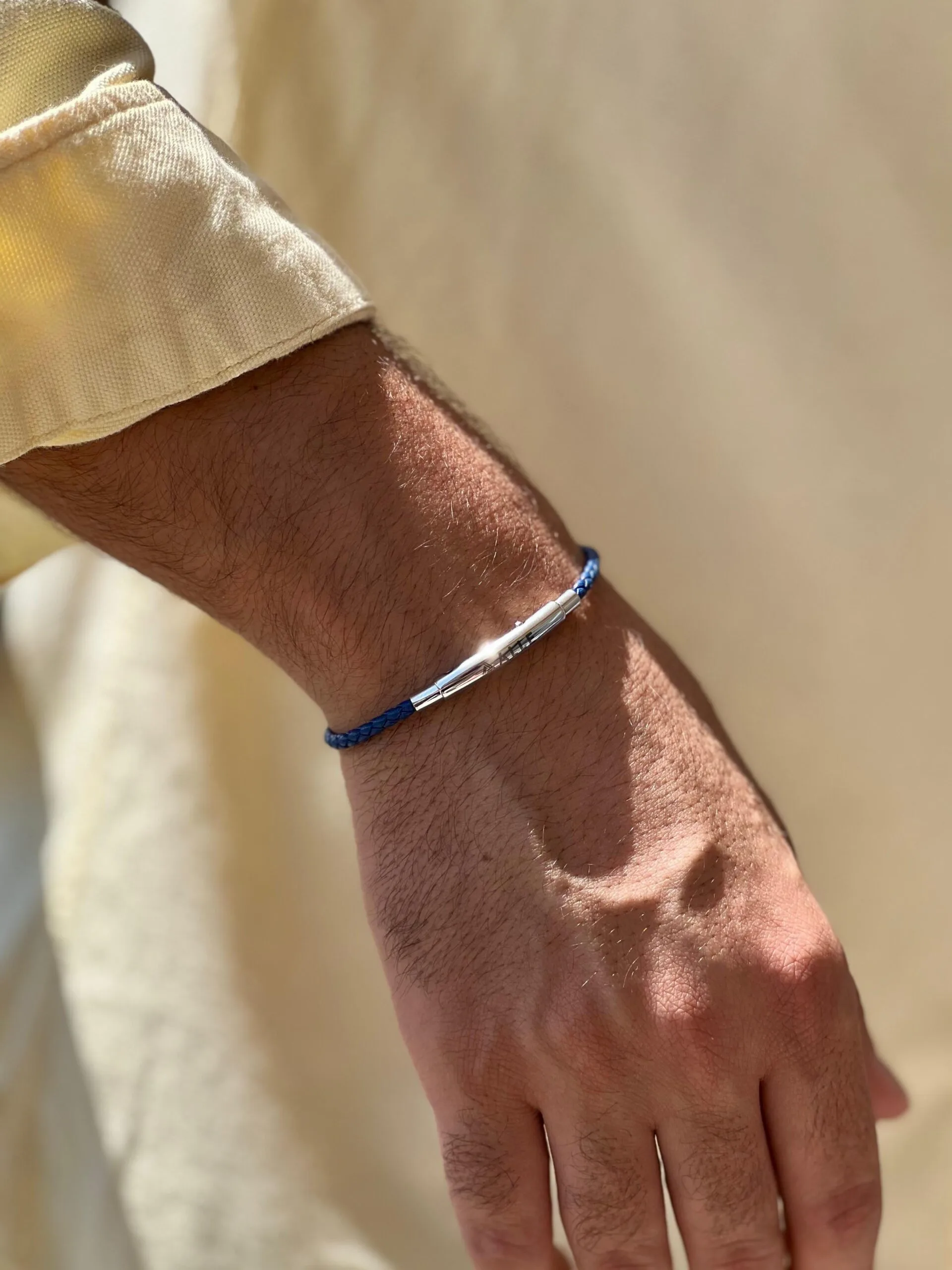 blue-genuine-leather-bracelet-men--egypt blue genuine leather bracelet for men with stainless steel clasp Egypt