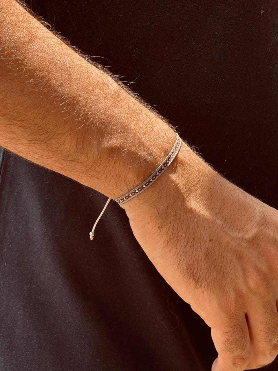 grey-orange-pattern-fabric-bracelet-men-egypt