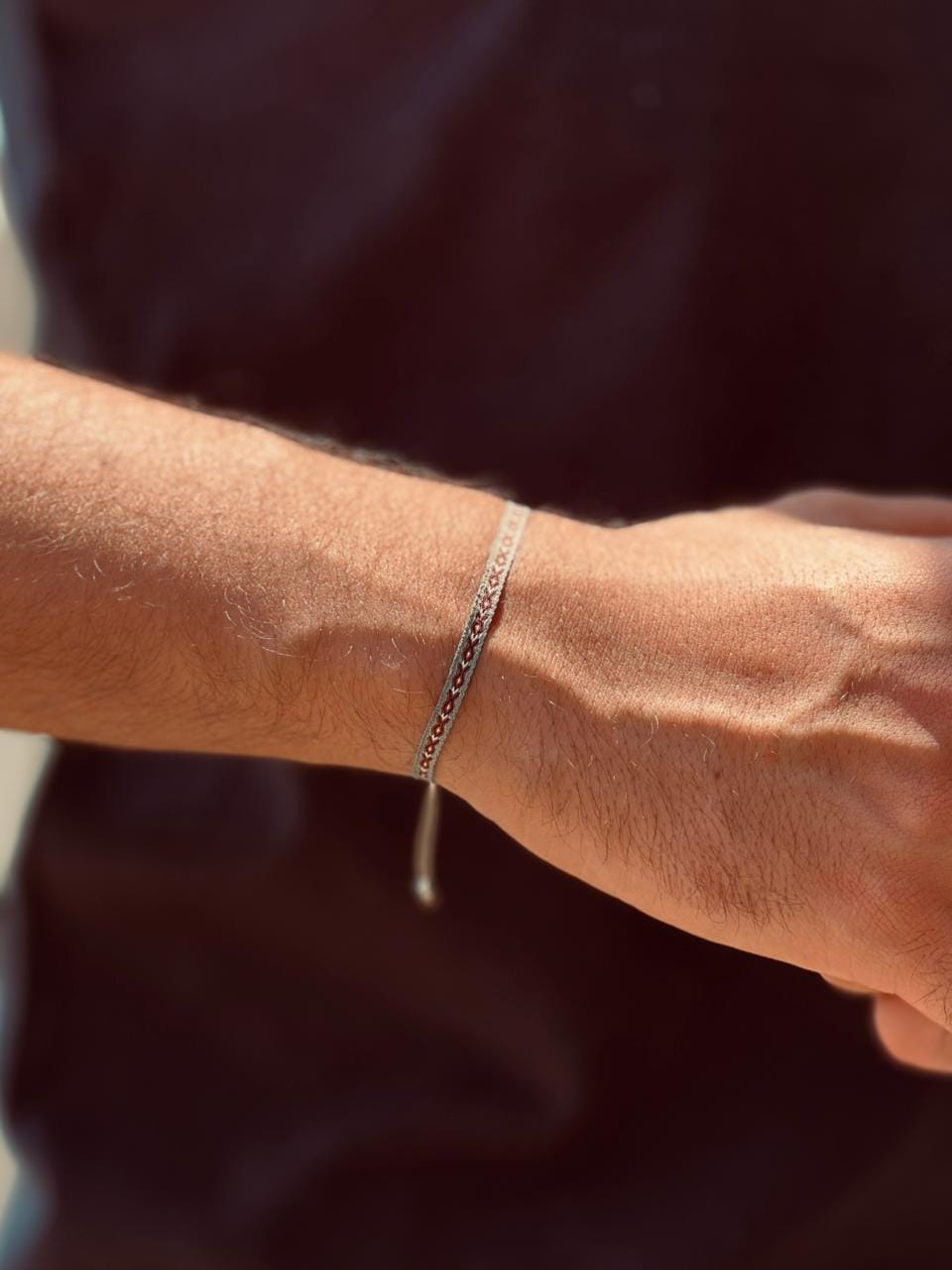 grey-orange-pattern-fabric-bracelet-men-egypt