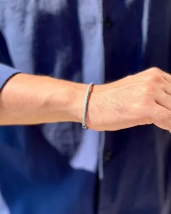 Grey genuine leather bracelet for men with stainless steel clasp Egypt