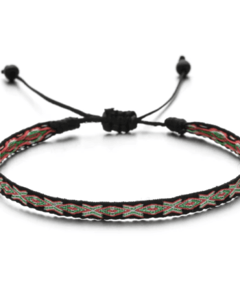 Black Red Pattern Fabric Men's Bracelet
